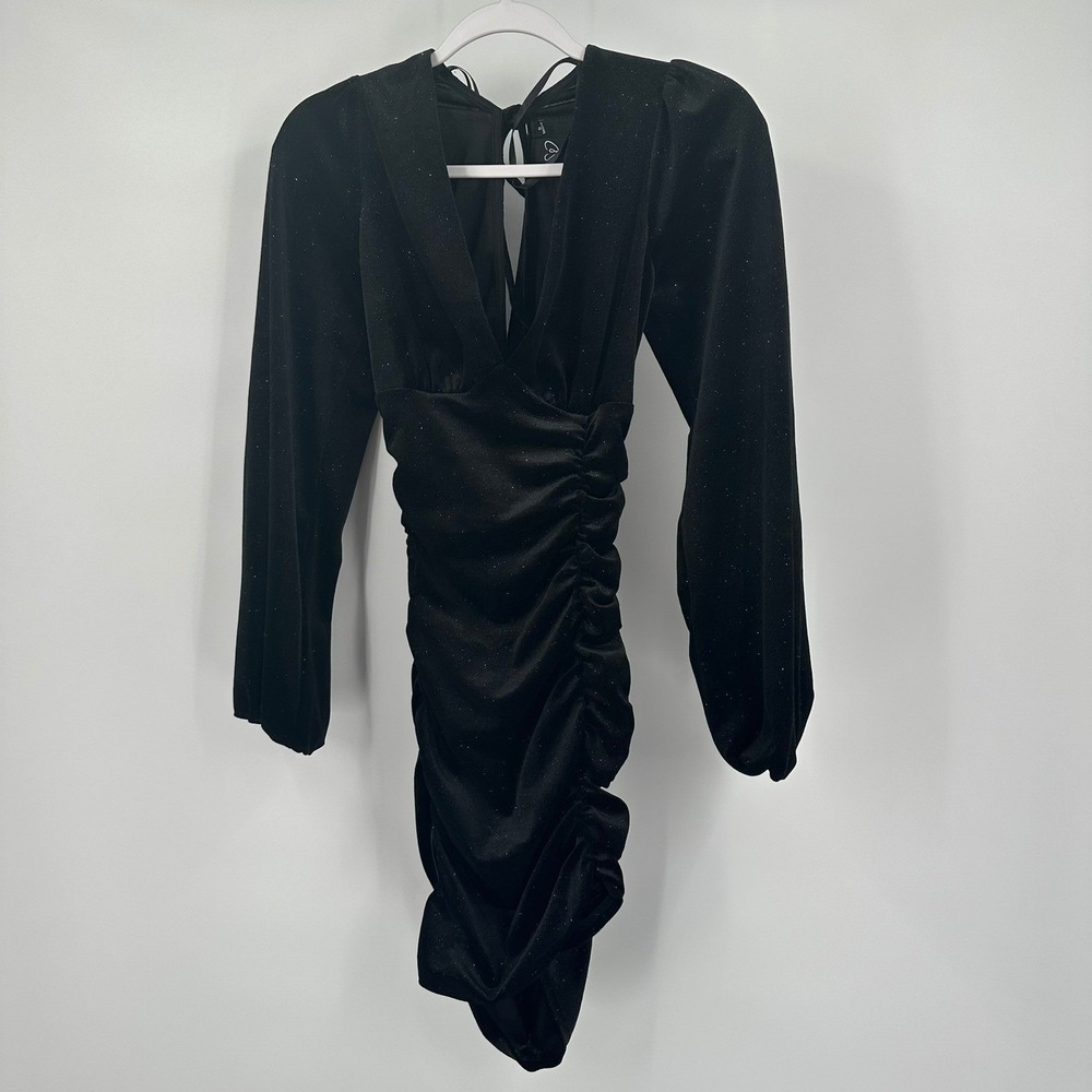 Womens Whimsigoth Black Glitter Velvet Bodycon Dress Size S Witchy Edgy Goth
